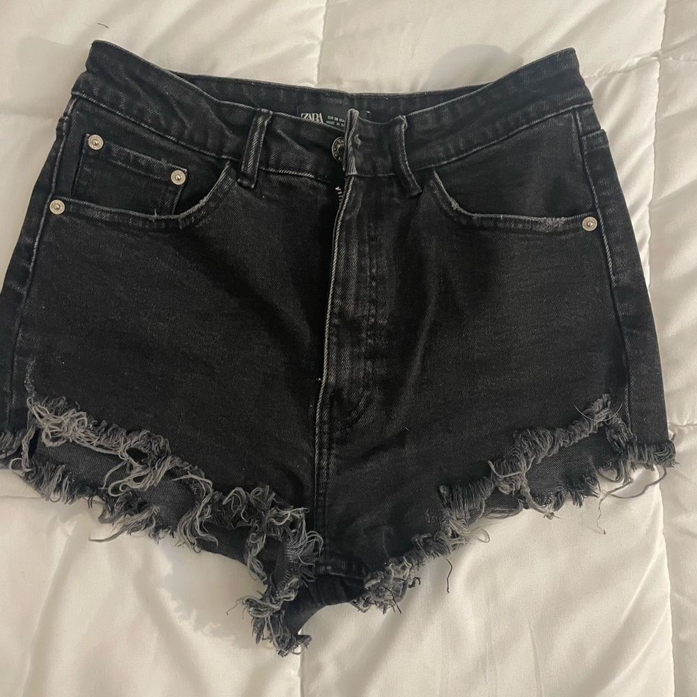 Black zara jean shorts